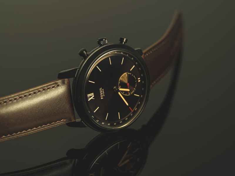 An Elegant Fossil Black Dial Wristwatch